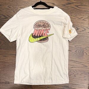 Nike Cream Graphic Tee with Burger Design